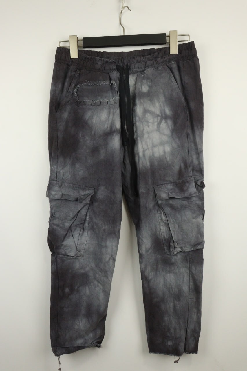 THOM KROM Grey Drawstring Relaxed Tie Dye Cargo Pants Trousers Size S W28