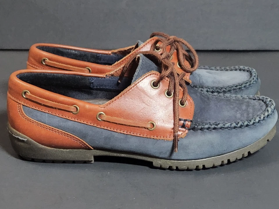 Zapatos Mocasines Hush Puppies Niños Talla 5 M Azul Marrón Cuero Barco 53781 Foto 2 de 4