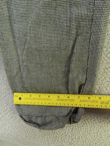 Berle Pants Mens 36x32 Black Wool Dress Pleated Cuffed Straight Houndstooth - Picture 9 of 11
