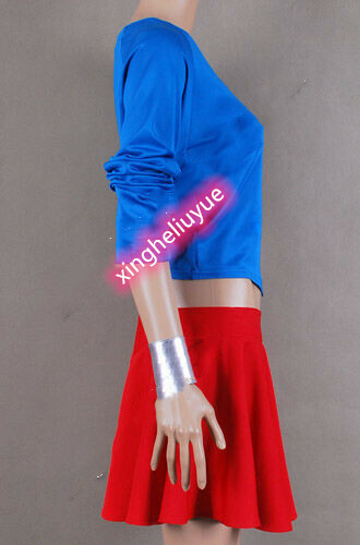 Nuovo Costume Cosplay Gonna Rossa Camicia Blu Supergirl Fumetti Uniforme Tuta - Foto 7 di 9