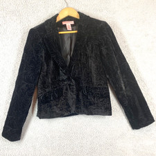 Bandolino Black Velvet Jacket Embroidered Leaf Pattern Beautiful Ladies Size 4