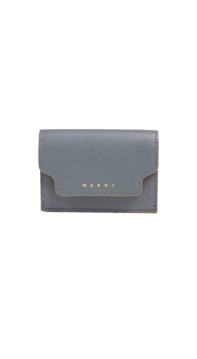 NWT Marni Luxury Designer Saffiano Lead Grey / Black / Tan