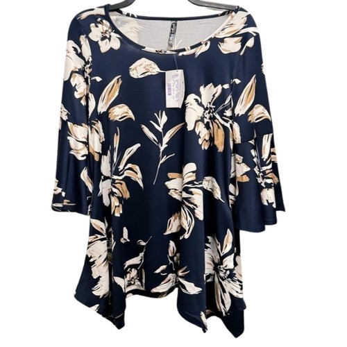 Top túnica blanca Mark Blanche manga 3/4, camisa mujer azul marino talla M” - Imagen 8 de 15