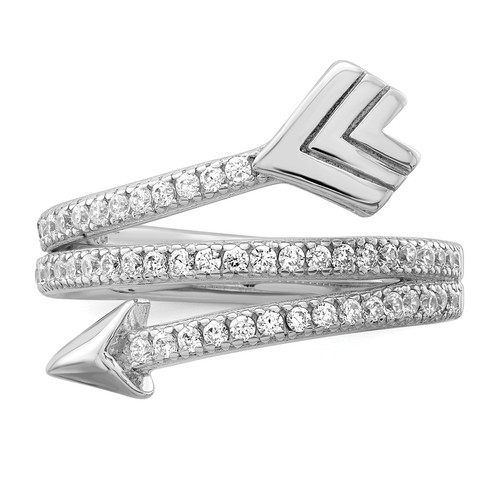 Silver Polished CZ Arrow Ring QR6516 - 第 5/6 張圖片