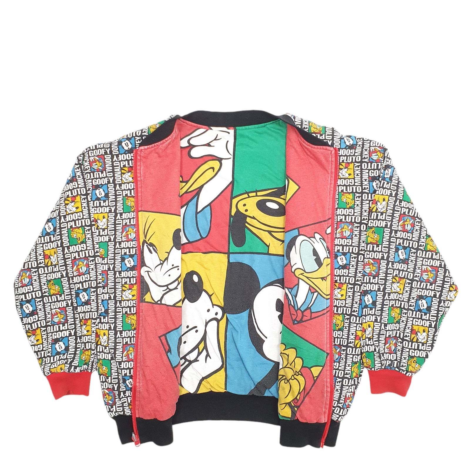 DISNEY Bomber Jacket Coat Cartoon Characters Reversible Jacket Mens L image 2