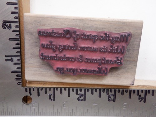 ART GONE WILD SPIRIT OF CHRISTMAS SAYING WOOD RUBBER STAMP EUC L4353 - Picture 2 of 2
