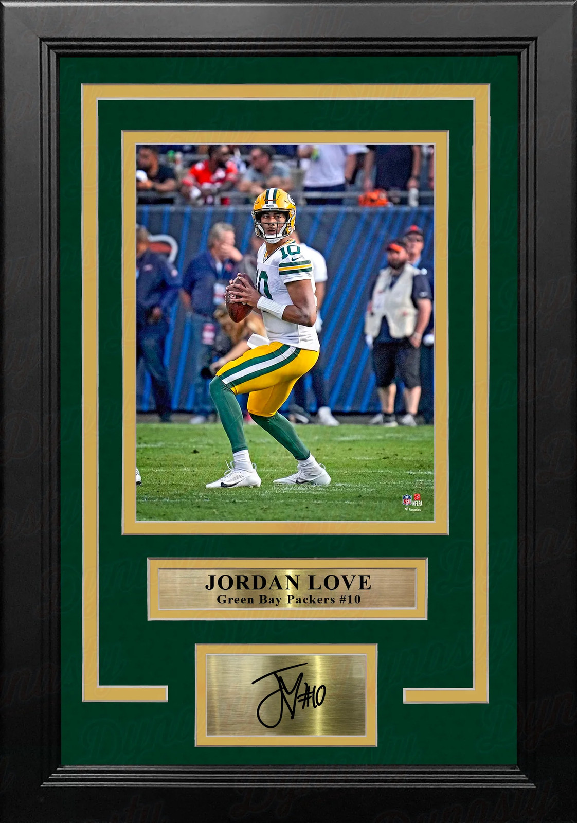 Jordan Love Action Green Bay Packers 8x10 Framed Photo with Engraved Autograph