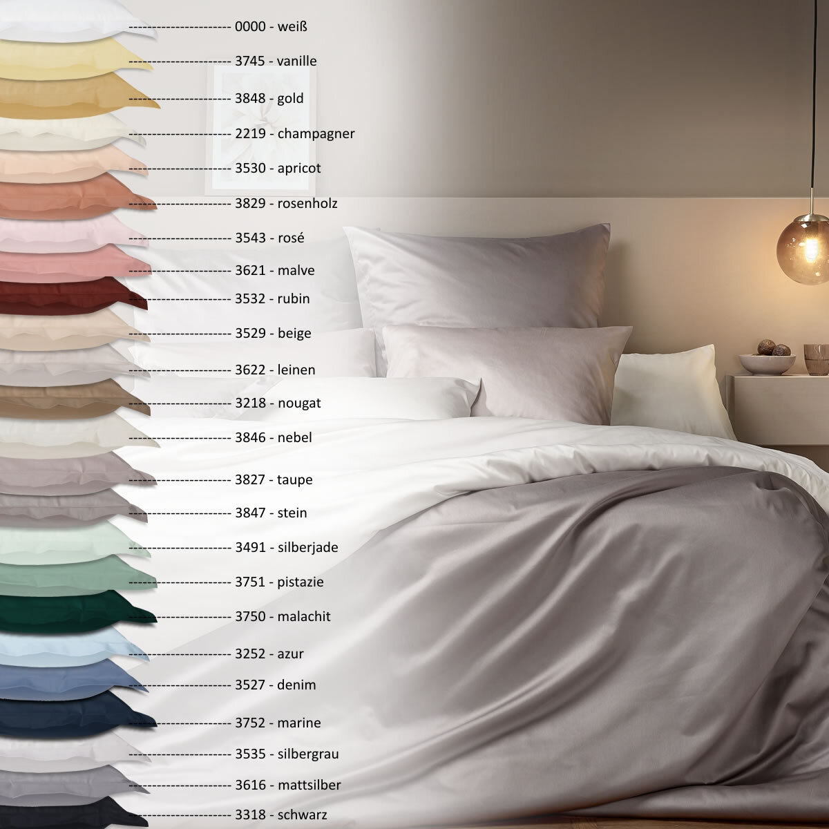 Wende Bettwäsche Grau BettwÃ¤sche 155x220 Mako Satin Grau Mako