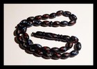 ISLAMIC  YUSR  BLACK CORAL  INLAY  PRAYER 33+1 BEADS