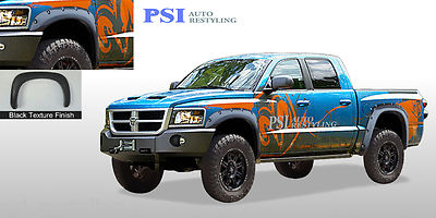 Black Textured Pocket Rivet Bolt Fender Flares 05-11 Dodge Dakota Crew Cab Only