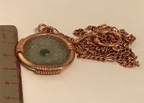 Silver Resin & Central Grey Crystal Pendant on a 19" Rose Gold Plated Chain - Picture 3 of 3