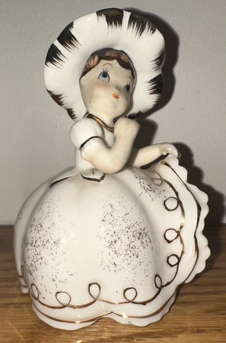 Adorable Vintage Lefton Bloomer Girl 4” Figurine Missing Parasol KW10531