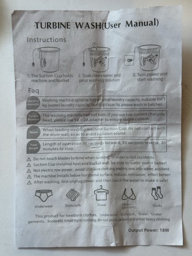 Travel Washer- Turbine Wash. Great For Hotels And Camping - Picture 2 of 2