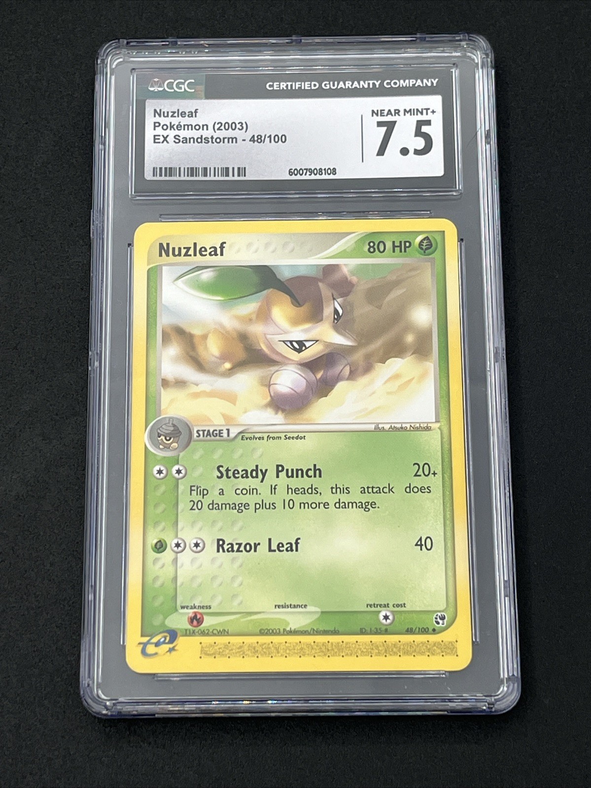 CGC 7.5 Nuzleaf 48/100 EX Sandstorm 2003 Pokemon Card