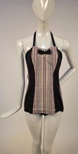 VINTAGE 1950  S RAINBOW PINSTRIPED BATHING SUIT SWIMSUIT W BOW TIE