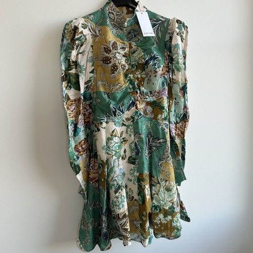 Kate Ford Adana Ruched Mini Dress Sz 2 AU 10 US 6 Multicolour Floral Long Sleeve - Picture 8 of 19