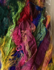 Bag of hairy silk/eyelash sari ribbons (10 x 50 cms lengths)