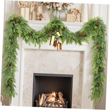6 FT Christmas Cedar Garland, Real Touch Realistic Greenery Pine Garland 1 Pack
