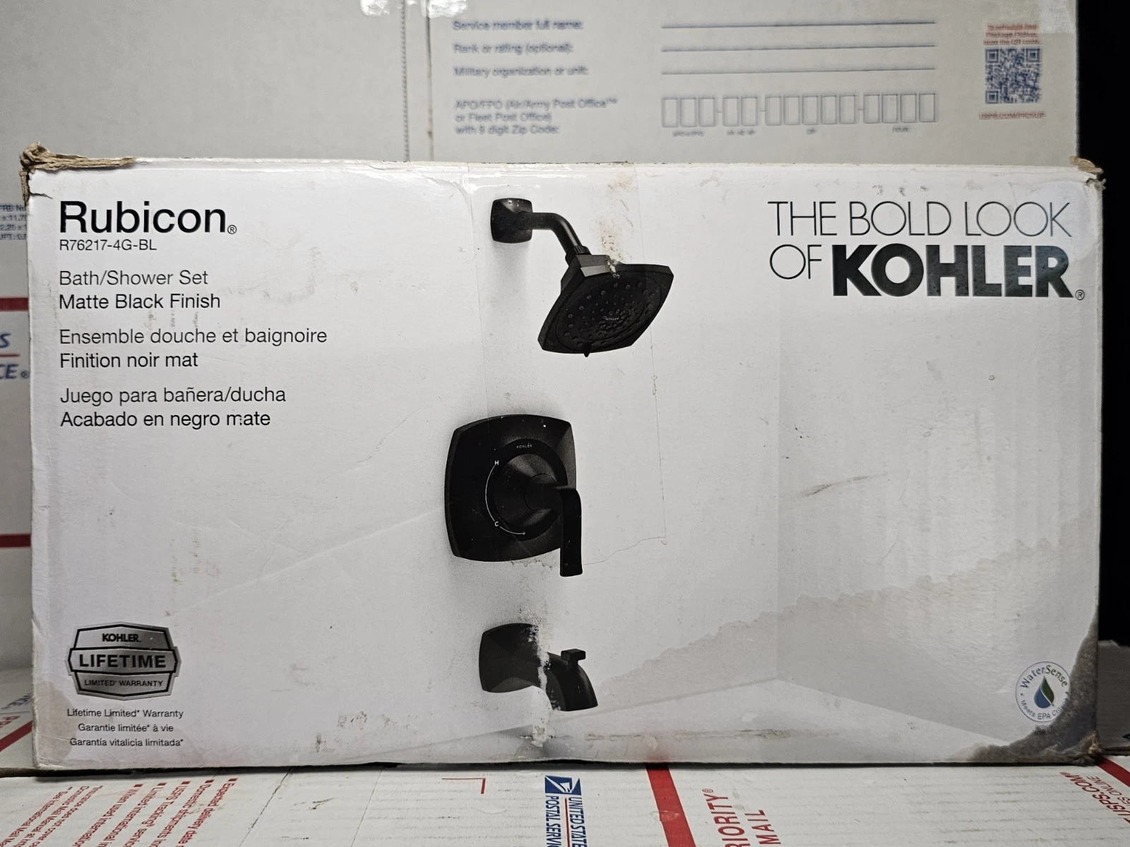 Kohler Rubicon R76217-4G-BL 3-Spray Wall-Mount Tub and Shower Faucet Black READ