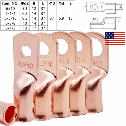 Bare Copper Lugs Ring Terminals Battery Wire Welding Cable Connectors 8-4/0 AWG - Picture 14 of 23