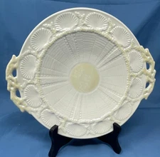 Belleek NEW SHELL YELLOW Handled Cake Plate Green mark