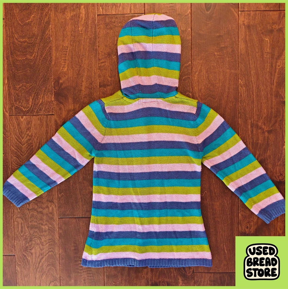 Lindo cárdigan suéter con capucha de hadas de Disney para niñas raras talla 6X multicolor a rayas Foto 3 de 4