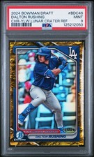 2024 BOWMAN DRAFT CHROME-YELLOW LUNAR CRATER REFRACTOR DALTON RUSHING 8/75 PSA 9