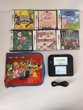 Nintendo 2DS Blue Black Console Bundle Mario Case 6 Games Tested Working