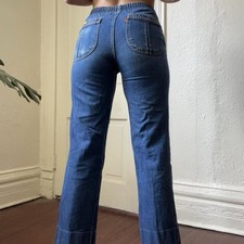 Vintage Orange Tab Levi s Women's Blue Denim Jeans Flare Cotton