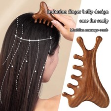 Sandalwood Comb Meridian Relax Scalp Face Massager Guasha Brush Wide Tooth  
