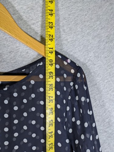 Betsey Johnson Dress Womens 16W Navy Polka Dot Half Sheer Half Lined Fun Retro - Picture 3 of 9