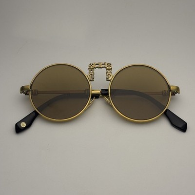 Vintage Style Copper Frame Double Dragon Brown Sunglasses Retro Eyewear