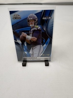 2025 Topps Chrome Black Sam Darnold Blue Refractor /150 #93 Seahawks