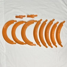 Vintage Hot Wheels Orange Curved Track Lot – 8 Curves + Joiners