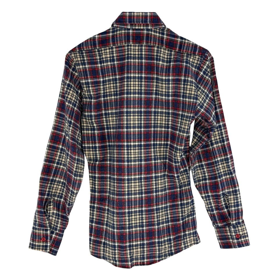 Camisa de franela Wrangler vintage años 70 pequeña azul rojo a cuadros Western Rodeo Foto 2 de 4