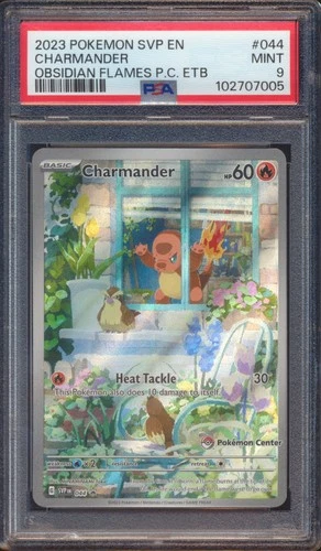 2023 POKEMON OBSIDIAN FLAMES CHARMANDER #044 POKEMON CENTER ETB PSA 9!
