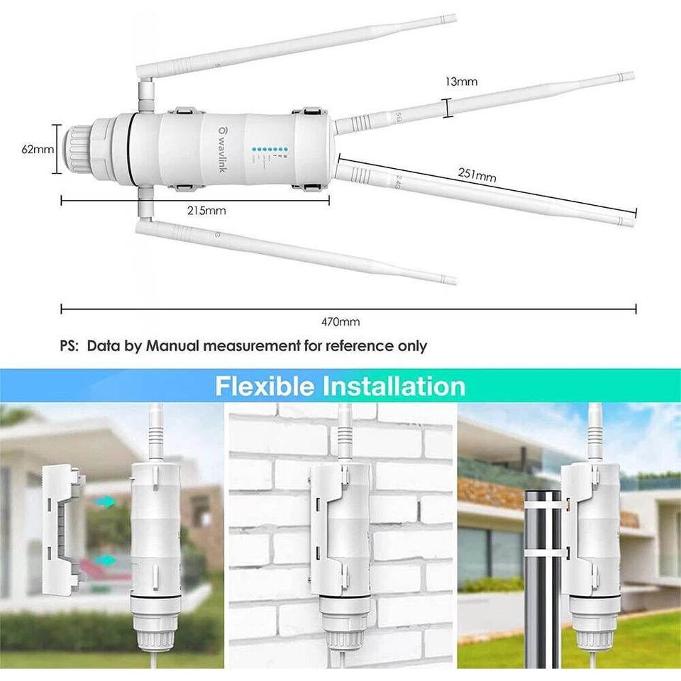 Wavlink AC1200 Outdoor WLAN Repeater Extender Dualband WiFi Long Range Access DE - Bild 4 von 4
