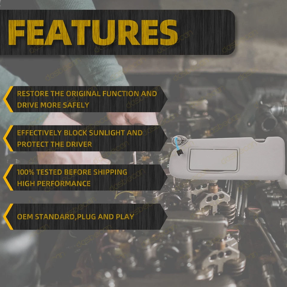 Left Driver Side Gray Sun Visor With Mirror Light For Honda CR-V CRV 2017-2022 Foto 3 de 4