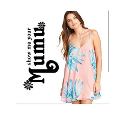 Show Me Your MuMu Women's Pink Blue Floral Slip Dress V-Neck Sleeveless Medium