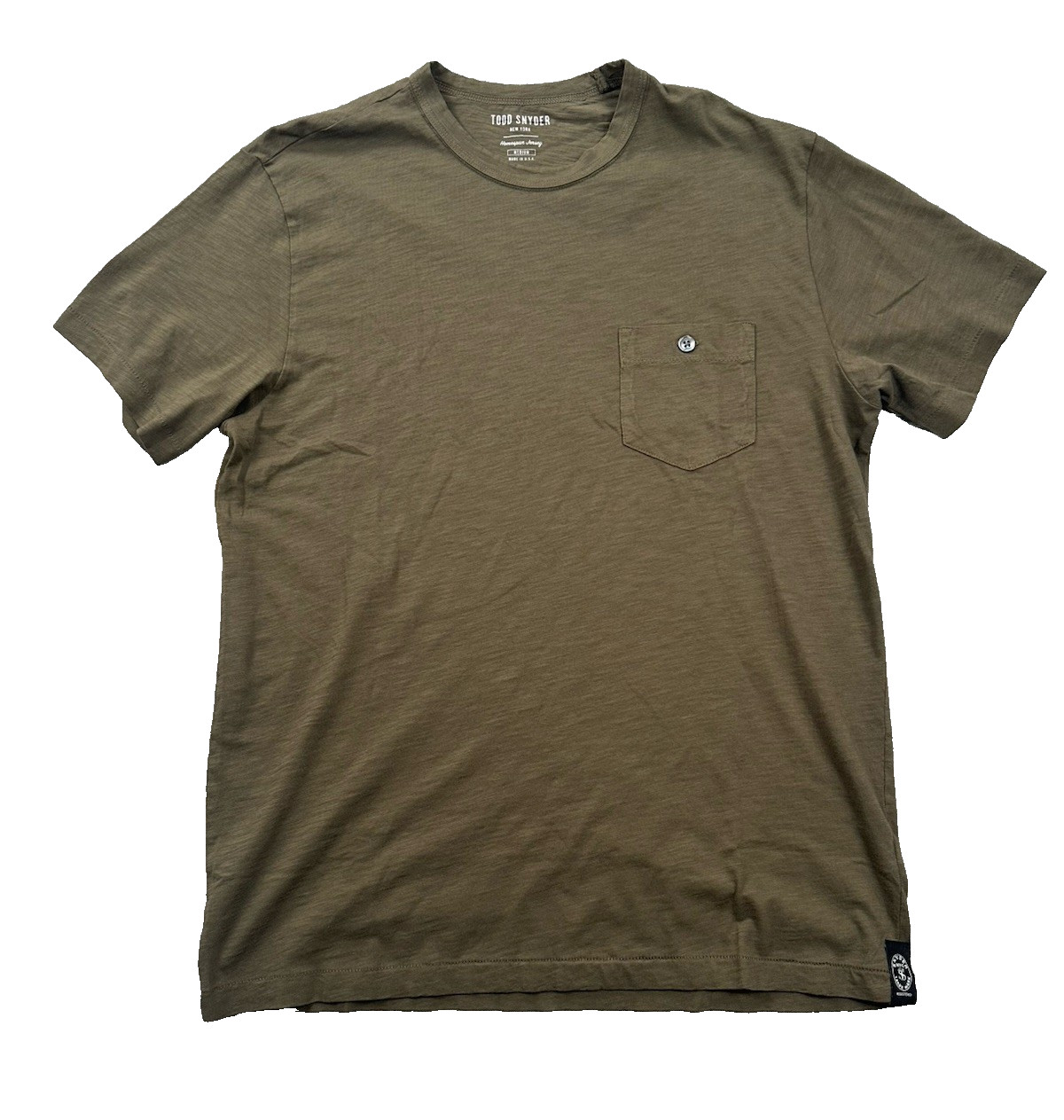 TODD SNYDER Slub Pocket Crew Neck Tee T-Shirt Olive Green Made in USA Sz XL 7690₽