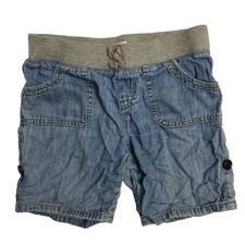 1989 Place Girls Blue Jean Shorts Size 8 Stretchy Roll Tab Pockets Casual