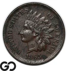 1865 Indian Head Cent Penny, Civil War Date, AU Details, Plain-5 Better Date!