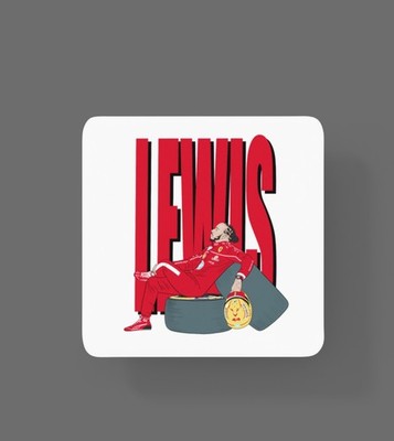 Lewis Hamilton Cartoon Weiß MDF Untersetzer Fan Kunst Hergestellt