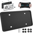 Silicone License Plate Frame Covers Rubber License Plate Bracket Holder black