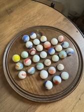 Victorian Wooden Solitaire Board With Marbles Dated 1894 & 1904 Antique. Antique