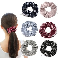 Pocket Scrunchies for women Hair Ties with Hidden Zipper Stash Scrunchy...