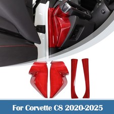 Accesorios de cubierta de esquina de extremo de panel lateral de tablero de carbono rojo para Corvette C8 2020-25
