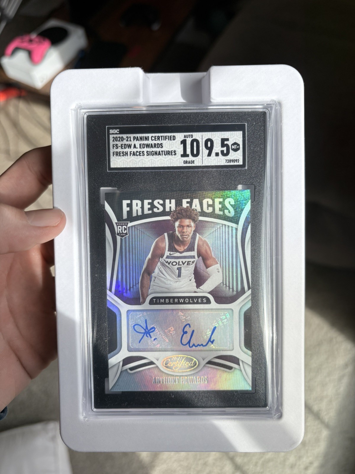 2020-21 Certified #FS-EDW Anthony Edwards Fresh Faces Signatures AUTO RC SGC 9.5