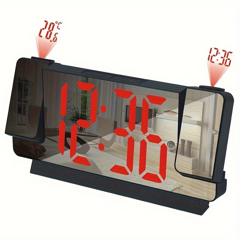 Double Projection Alarm Clock Digital Clock Projector Temperature Display Snooze