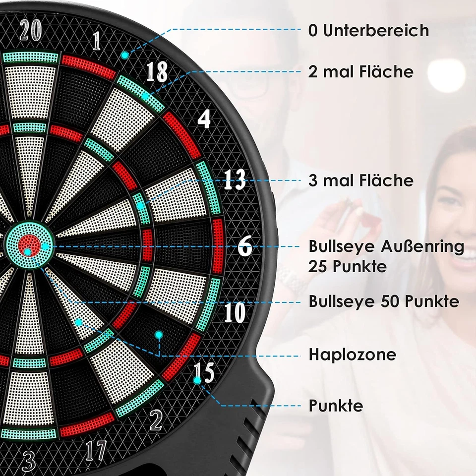 FB-32 - Bersaglio Elettronico Professionale per Freccette Con 4 Display LCD E 6  - Immagine 4 di 4